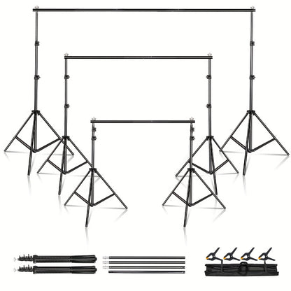 Backdrop Stand 10x7Ft Adjustable Photo Studio Background Support Kit with 4 Crossbars 4 Clamps Carry Bag for Parties Events Weddings Decoration Photography SH