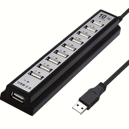 10-Port USB-A Hub with High-Speed Charging & Data Transfer – Plug and Play USB Splitter for MacBook, PC, Laptop, Desktop | 10 Device Simultaneous Connection