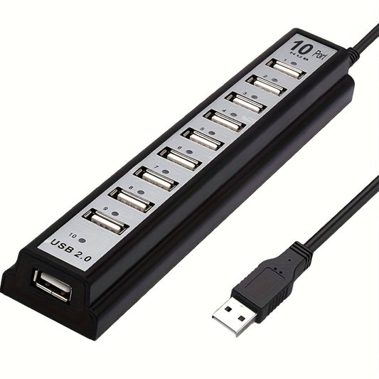 10-Port USB-A Hub with High-Speed Charging & Data Transfer – Plug and Play USB Splitter for MacBook, PC, Laptop, Desktop | 10 Device Simultaneous Connection