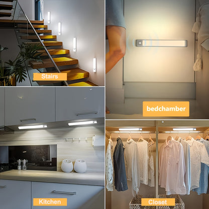 Motion Sensor Cabinet Light 6 Pack - USB-C Rechargeable LED Under Cabinet Lighting, 3 Modes Wireless Night Light with Magnetic Mount for Kitchen Closet Hallway Stairs Bedroom