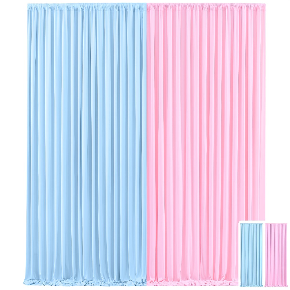 Party Backdrop Curtains 2pcs 7.2x10FT Non-Transparent Wrinkle-Free with Poles for Wedding Birthday Bridal Shower Christening Graduation Prom Holiday Photo Booth Decoration