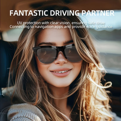 Open-Ear Audio Glasses with Bluetooth Built-In Speaker & Mic – Hands-Free Calls & Music | Lightweight Smart Eyewear for Cycling Driving Fishing Hiking Travel Office | Black & White | Wearable Tech Gift