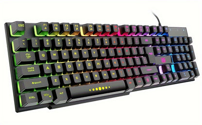 Gaming Keyboard and Mouse Combo 4-in-1 Wired Gaming Set with Headset Mouse Pad for PC Xbox PS4 Desktop Laptop RGB Bundle All-in-One Gaming Peripheral Kit for Beginners Black