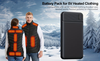 5V Heated Jacket Battery Pack 10000mAh PD 22.5W Quick Charge Portable Power Bank for Heated Vest Heated Gloves Heated Clothes Smartphone Tablet Outdoor Winter Camping Skiing Travel