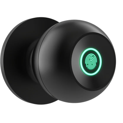 K10 Rechargeable Smart Door Knob with Fingerprint & App Control - 3-in-1 Keyless Entry, Entrance/Passage/Privacy Mode, Built-In Lithium Battery, No Battery Replacement, Matte Black & Brushed Nickel