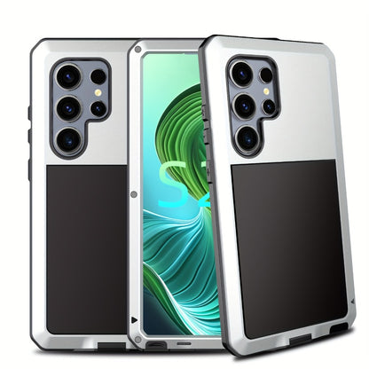 Heavy Duty Samsung Galaxy S24 Ultra Case Rugged Metal with Built-In Glass Screen Protector – Military-Grade Shockproof Dustproof Drop Protection Hard Cover, Compatible with Galaxy S23 Ultra S-Pen