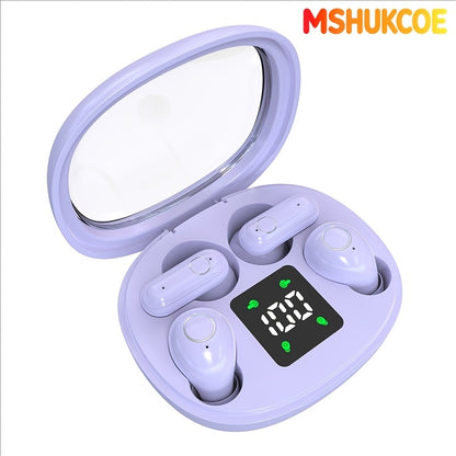 MSHUKCOE 2in1 Sleep Earbuds Invisible Mini Noise Cancelling, 6D HiFi Sound Effect Low Bass Wireless Headphones Long Battery Life, Comfortable Wear for Leisure Office Classroom, Birthday Gift