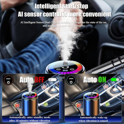 Car Air Freshener Aromatherapy Diffuser with Starry Sky Light Show, USB Rechargeable, Adjustable Fragrance – Natural Essential Oil Scents (Lavender, Ocean, Cologne, Gardenia)