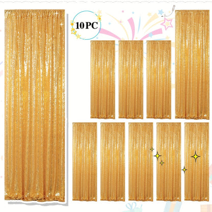 Sequin Backdrop Curtains 2FTx8FT Glitter Photography Background Panels for Party Wedding Birthday Stage Decoration Gold Yellow Shimmer Curtain Set 4 6 10 Panels Available