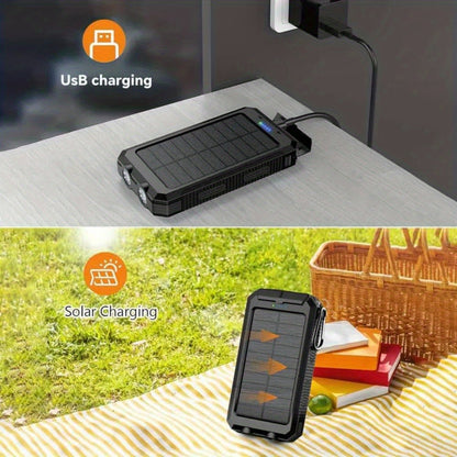 Solar Power Bank 50000mAh with Dual LED Flashlight SOS Mode & Compass – Portable Solar Charger Dual USB for Camping Hiking Travel Emergency Outdoor Survival for iPhone Samsung Android All Cell Phones