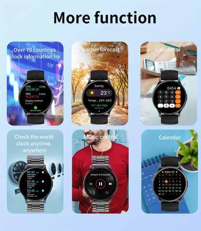 AMOLED Smartwatch for Men SENBONO 1.43" HD Bluetooth Calling, 100+ Sport Modes, DIY Custom Watch Face, Heart Rate Sleep Blood Oxygen Tracker, Long Battery, Black Mesh Steel Band – iOS Android Smart Watch