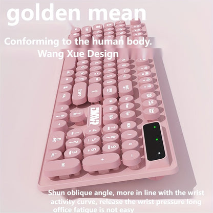 Retro Punk Keyboard and Mouse Set 104 Keys Silent Mechanical Feeling 6D Macro Mouse USB Wired Ergonomic Design for PC Laptop Desktop Gaming Office Home Creative Workstation