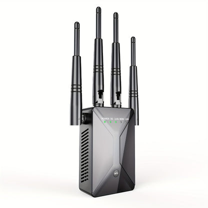 Ethernet Port WiFi Booster 1200Mbps Dual Band 5GHz & 2.4GHz, Up to 89% Faster WiFi Extender, 2026 Latest Upgraded Internet Signal Repeater for Gaming Smart TV Remote Work Large Home, Black