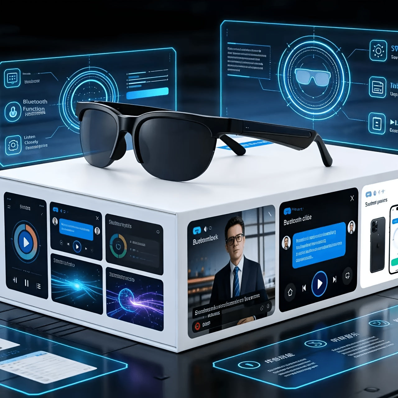 AI Translator Smart Glasses with Real-Time Simultaneous Translation, Photochromic Lenses, Built-In Wireless Earphones, HD Calls & Music – Wearable AI Eyewear for Men & Women