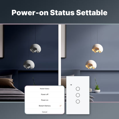No Neutral Wire Smart Touch Wall Switch MOES WiFi 1/2/3 Gang Single Fire, Works with Alexa & Google Home, App Remote Control, 2.4GHz 110V White – 2 Pack 3 Pack Smart Light Switch