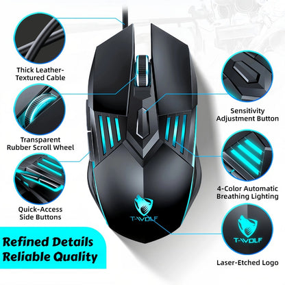 Programmable RGB Gaming Mouse Wired Ergonomic Pro-Grade with Turbo Click Multi-Mode DPI Sensitivity Dynamic RGB Lighting Forward Back Buttons USB Plug & Play for PC Laptop Mac Multiple Models
