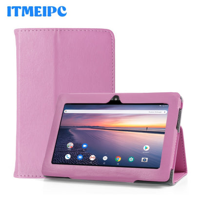USB-C Android 14 Tablet 7 Inch with Built-in Protective Case, 4GB RAM 32GB ROM Expandable Quad-Core HD IPS Display, Dual Camera WiFi, Compact Stylish Portable Tablet for Students Teens Adults – Blue Yellow Black Pink
