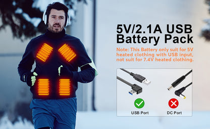 Outdoor Travel Portable Charger 10000mAh 5V/2A Battery Pack, Compact Backup Power Bank for Smartphones Tablets Heated Vest Heated Jacket Heated Clothes, Lightweight USB Charger for Men Women – Black & White