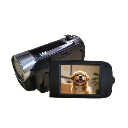 Portable 1080P Digital Camcorder with Rotating Screen & 32G Memory Card | Rechargeable Battery, Selfie Support, Compact Travel Video Camera for Vlogging, Family Gatherings & Everyday Recording