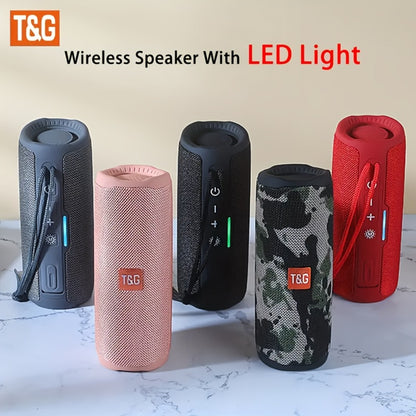 TG365 Portable Bluetooth Speaker with LED Light – TWS Stereo, Built-In Mic, FM Radio, TF Card, USB, AUX, Hands-Free Calling, Shock-Resistant Outdoor Wireless Speaker Gift