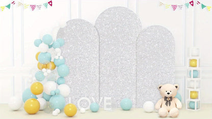 Sequin Wedding Arch Cover Set 3pcs – 6ft 6.6ft 7.2ft Metallic Spandex Payette Glitter Arch Backdrop Cover for Wedding Ceremony, Birthday Party, Bridal Shower & Event Decoration | Fits Most Arch Stands