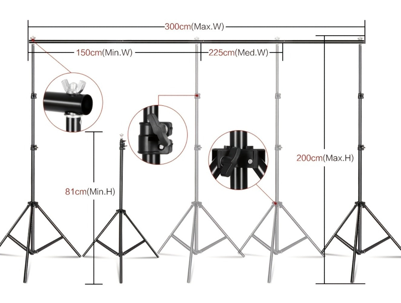 10x7ft Adjustable Backdrop Stand Kit for Photo Studio - Background Support System with 2 Stands, 4 Crossbars, 4 Clamps & Carry Bag for Photography, Video Shoots & Events