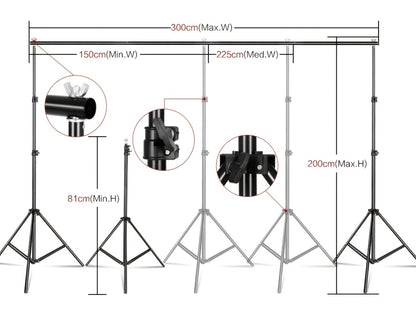 10x7ft Adjustable Backdrop Stand Kit for Photo Studio - Background Support System with 2 Stands, 4 Crossbars, 4 Clamps & Carry Bag for Photography, Video Shoots & Events
