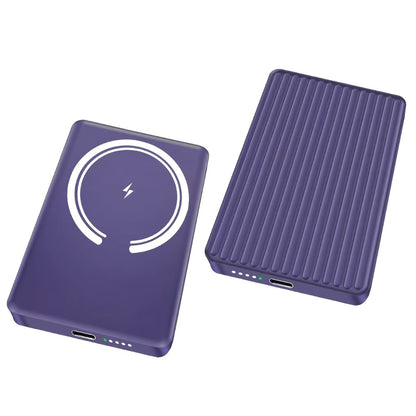 MagSafe Compatible Magnetic Power Bank 5000mAh Ultra Slim 20W Fast Charging – Portable Charger for iPhone 17 16 15 14 13 12 | Snap-On Wireless Battery Pack | Blue Purple Pink Grey Silver