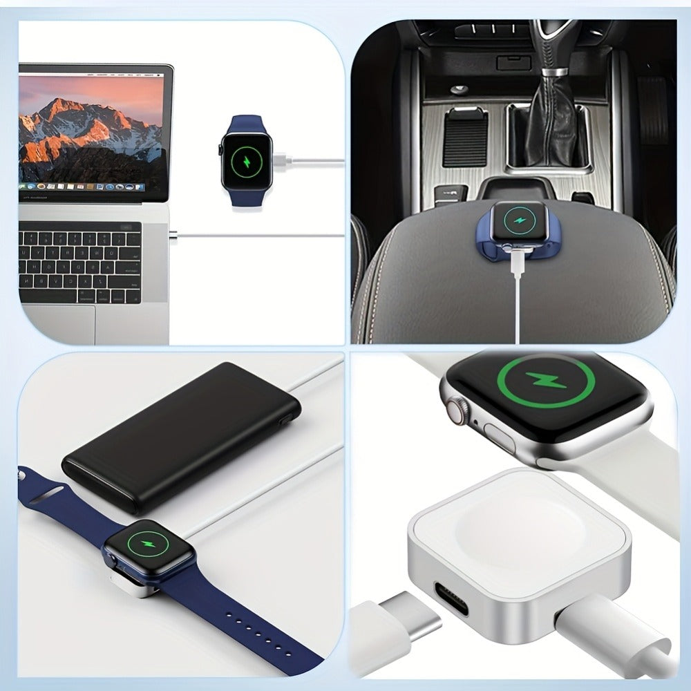 Apple Watch Magnetic Charging Cable Portable Charger, Compatible with iWatch Ultra 2 Series 10 9 8 7 6 SE SE2, USB-A Adapter Magnetic Docking, Compact Travel & Bedside Smartwatch Charger – 6 Colors Available