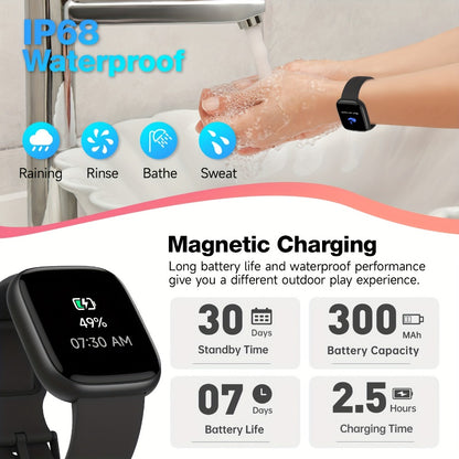 Alexa Built-in Waterproof Smartwatch 1.83" HD – Wireless Calling, 100+ Sport Modes, Heart Rate SpO2 Sleep Tracker, Optional Woven Strap – Unisex Black Green Purple Pink Gold White iPhone & Android
