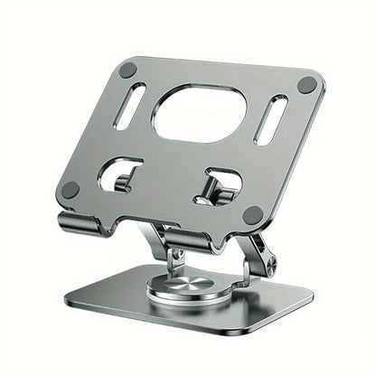 360° Rotating Foldable Tablet Stand for iPad & Phone, Adjustable Desktop Holder, Universal Compatibility – Black/Silver