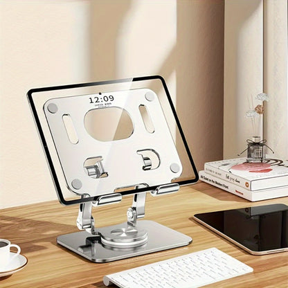 360 Degree Rotating Tablet Phone Stand Foldable, Portable Lightweight Desktop Lazy Stand with Fast Heat Dissipation, Multi-Angle Adjustable Holder for iPad iPhone Samsung Tablet & All Phones