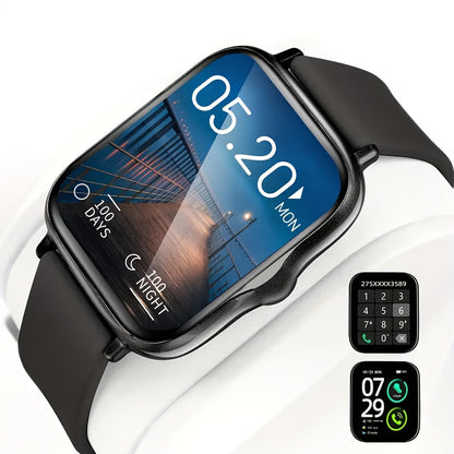 Ultra-Thin Curved Screen Smart Watch with Music Control & SMS Notifications – 2.01" Slim Lightweight Design Call Reminders Health Monitoring Compatible with Android iPhone Unisex Gift for Men Women