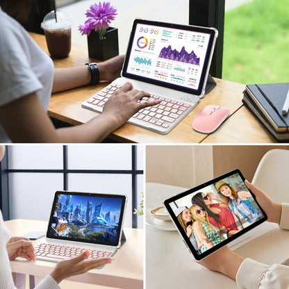 10 Inch Android 14 Tablet 8GB RAM 32GB ROM 1TB Expandable Octa-Core 1280x800 IPS Touch Screen Dual Camera WiFi 2-in-1 Tablet PC with Optional Keyboard Mouse Case & Stylus – White