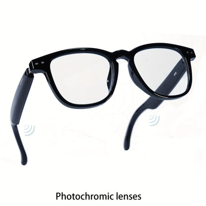 AI Smart Glasses with GPT Voice Assistant & Real-Time Translation 160+ Languages – Photochromic Lenses, Anti-Blue Light, Built-in Speaker & Mic, Unisex Wearable Tech Eyewear