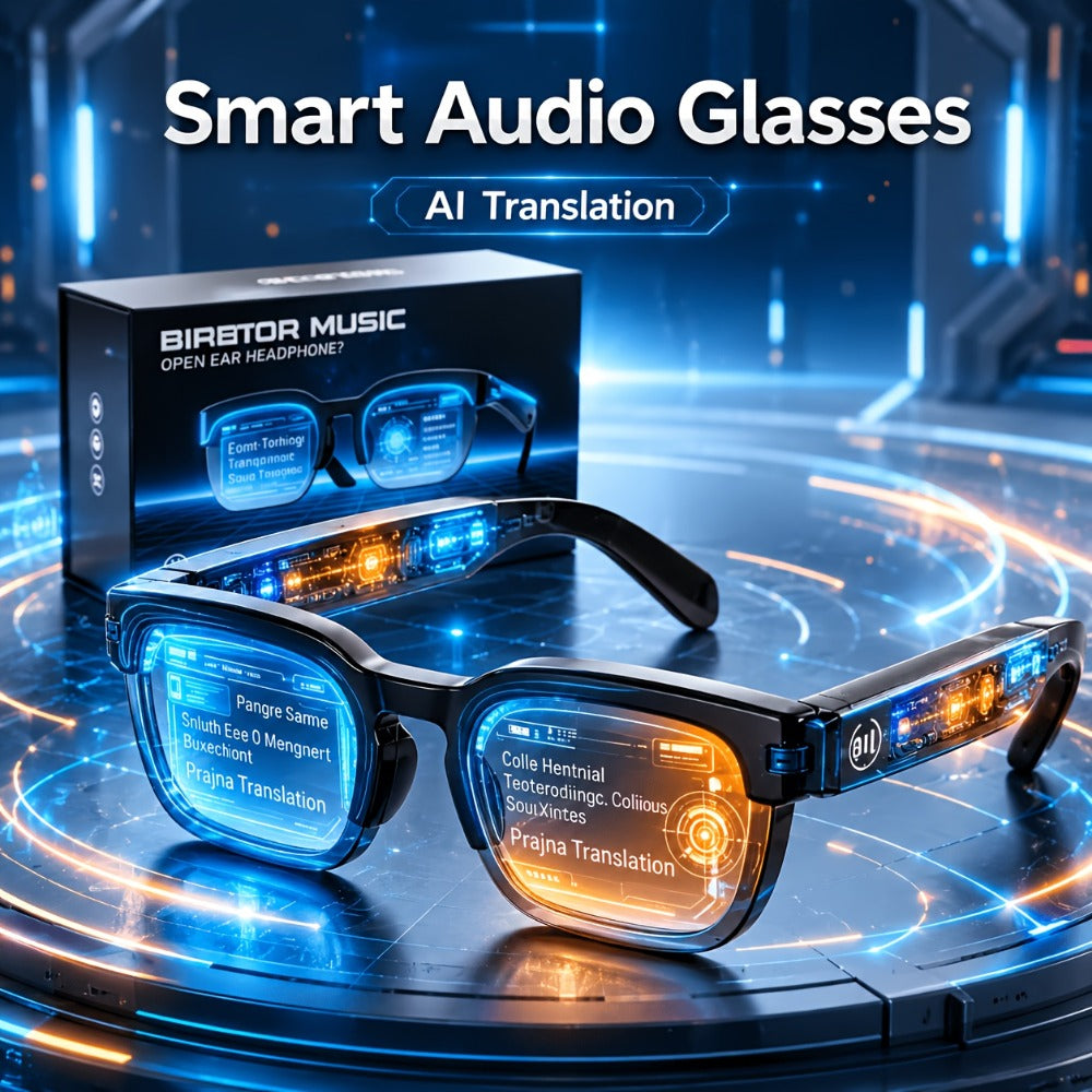 Open Ear Audio Glasses Gift Set with Case - AI Translation, Bluetooth Calling & Wireless Music, Built-in Mic, Hands-Free, Smart Fashion Glasses for Travel Driving Outdoor Business 2026