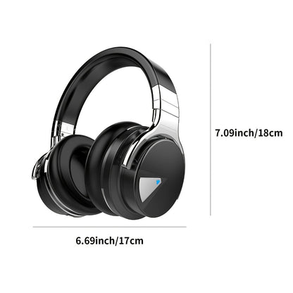 ANC Over-Ear Wireless Headphones Bluetooth 5.2 Deep Bass 45mm Drivers 30 Hours Playtime Dual Microphone Protein Earpads Foldable for Travel Work Study