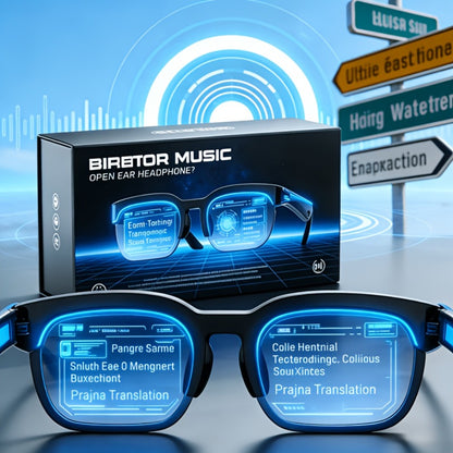 Language Translation Smart Glasses with Bluetooth Audio – AI Wireless Open-Ear Eyewear, Hands-Free Calling & Music Playback, Rechargeable Wearable Tech for Driving Travel Outdoor, Men & Women