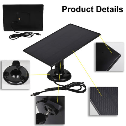 3-Pack Portable Solar Panel Kit 5V 3W with 360° Adjustable Mount, USB & Type-C Output, Solar Charger for Outdoor Security Camera Wireless Doorbell Fan, Camping Hiking Off-Grid Power