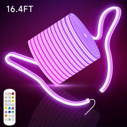 RGB LED Neon Light Strip Waterproof Flexible Rope Light – App & Remote Control Color Changing for Bedroom Gaming Room Party Outdoor Indoor Decor – 5M/10M (196.85"/393.7")