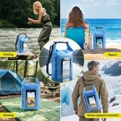 Waterproof Dry Bag Backpack with Touchscreen Phone Window & Roll Top Closure – Lightweight Dry Storage Bag for Men Women | 1.32 2.64 5.28 7.93 10.57 Gal | Travel Swimming Kayaking Camping Beach Boating
