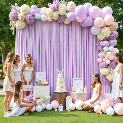 Photography Backdrop 4-Pack 5x10ft Polyester Spandex Background Cloth | Wrinkle-Resistant, Soft & Smooth with Pole Pockets | Wedding, Birthday, Banquet, Party & Event Decoration Curtains