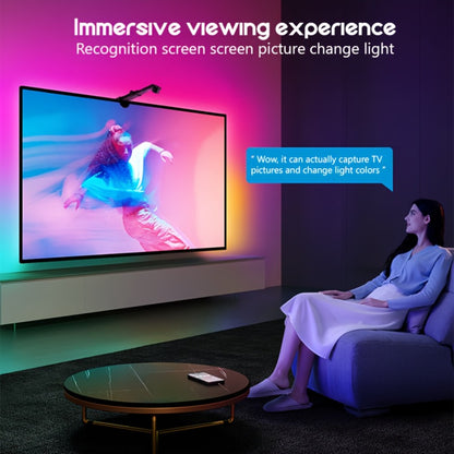 TV LED Backlight with Camera Screen Sync RGBW 5ft - Real-Time Color Matching USB Powered Ambient Bias Lighting for Smart TVs, Home Theater Gaming Video Calls Eye Strain Reduction