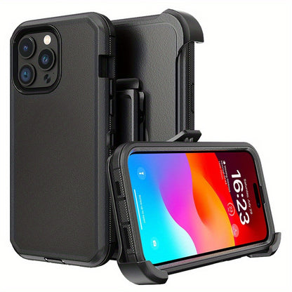 Rugged iPhone 15 Shockproof Case with Belt Clip Holster TPU PC Dual Layer Drop Protection Military Grade Cover for iPhone 15 Pro Max 15 Plus 15 Pro 15 – Heavy Duty Armor for Men Outdoor Work