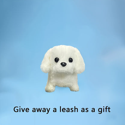 Walking Barking Robot Dog Toy for Adults Teens – Soft Plush Biomimetic Puppy with Expressive Eyes, One-Button Control, Gift Box Option | Desk & Home Companion | Brown White Red