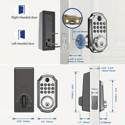 Voice Guided Keypad Deadbolt with Fingerprint, PIN, One-Time Visitor Code & Key, Backlit Keypad, Auto Lock, Long Battery Life, 15-Min DIY Install, Stainless Steel Front Door Lock for Home Airbnb