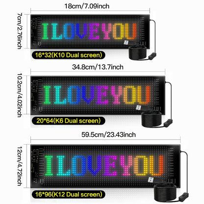 Programmable RGB LED Pixel Display Panel App Controlled – Music Sync DIY Text Animations Flexible Ultra-Thin Screen for Game Room Home Theater Car Dashboard Store Window Decor – 16x32 16x96 20x64