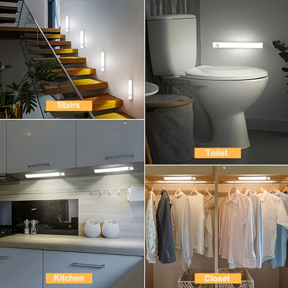 LED Motion Sensor Cabinet Lights USB Rechargeable 3 Modes – Wireless Night Light 6 9 12 Pack 3 Sizes for Bedroom Staircase Kitchen Office Piano Room Dance Studio Bedside Reading
