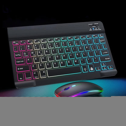 RGB Backlit Keyboard and Mouse Combo 7 Color LED – Ultra-Thin Scissor Keys Quiet Wired Set for PC Desktop Laptop | Black White | Home Office Gaming Desk Setup Keyboard Mouse