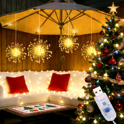 Cherry Blossom LED Fairy Lights USB Powered – 96-Light Faux Floral Garland, Dimmable Warm & Cool White, Plug & Play | Firework, Butterfly & Pink Styles | Bedroom, Party & Holiday Indoor Decor